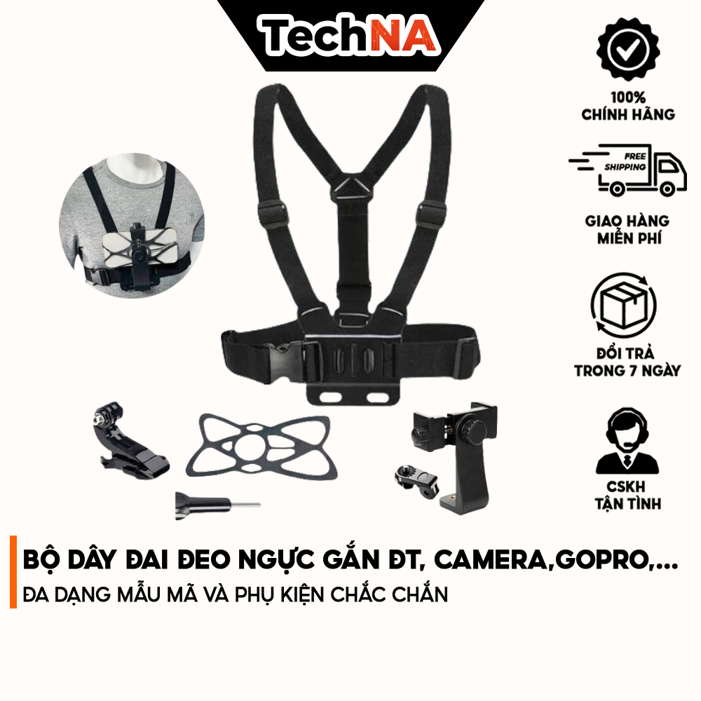 Bộ Dây Đai Đeo Ngực Gắn Điện Thoại, Camera Hành Trình, Gopro,..Đa Dạng Mẫu Mã và Phụ Kiện Chắc Chắn -TECHNA STORE