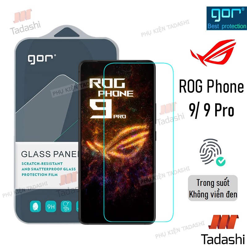 Kính cường lực Gor ROG Phone 9/ ROG Phone 9 Pro, ROG Phone 8/ 8 Pro Trong Suốt, Không Viền Đen 9H / 