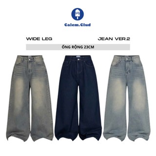 Calem Club - Quần jean dài suông ống rộng 2024 cạp thấp form unisex
