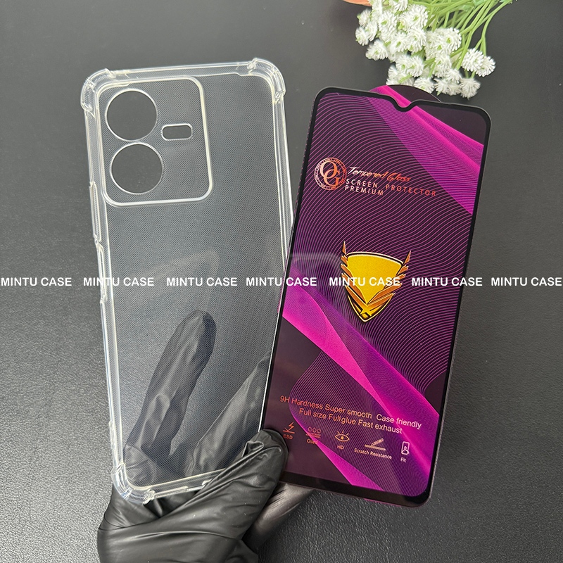 Combo Ốp Lưng Dẻo Trong Suốt Và Kính Cường Lực Cho Vivo Y22 / Y22s (Mã TSCS)