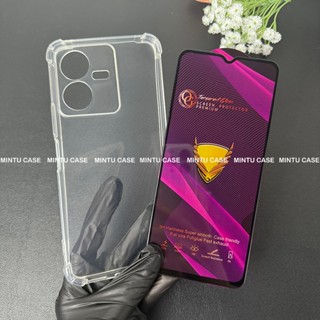 Combo Ốp Lưng Dẻo Trong Suốt Và Kính Cường Lực Cho Vivo Y22 / Y22s (Mã TSCS)