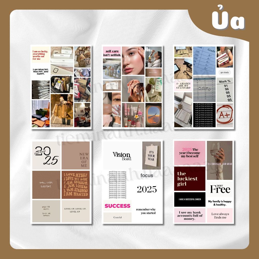 Set ảnh Vision Board theo chủ đề dùng làm Vision board Manifest hoặc trang trí tường bảng kế hoạch m