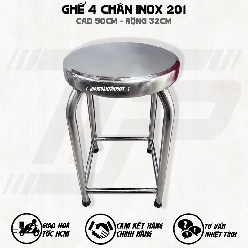 Ghế 4 Chân Inox 201 cao 50cm