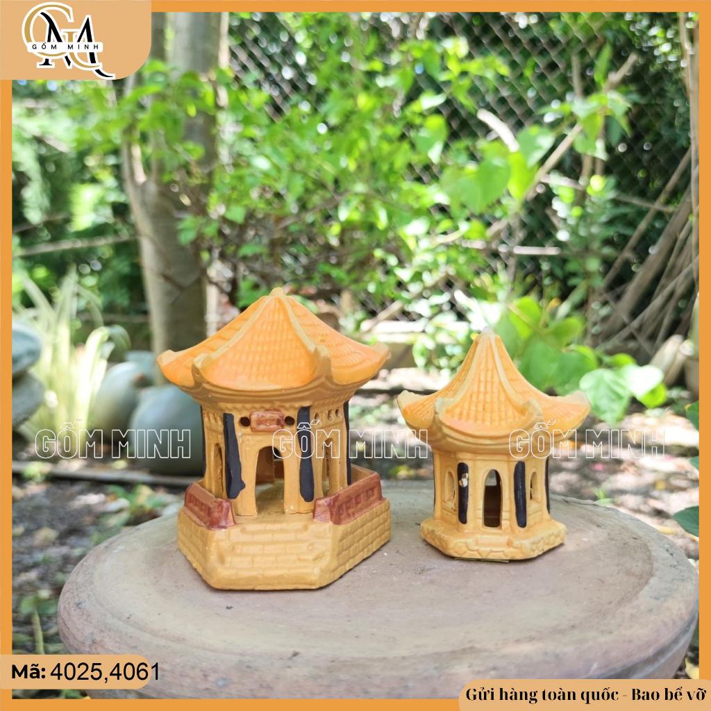 Mô hình lầu lục lăng 2 kích thước, mô hình tháp trang trí non bộ, bể cá, phụ kiện hòn non bộ