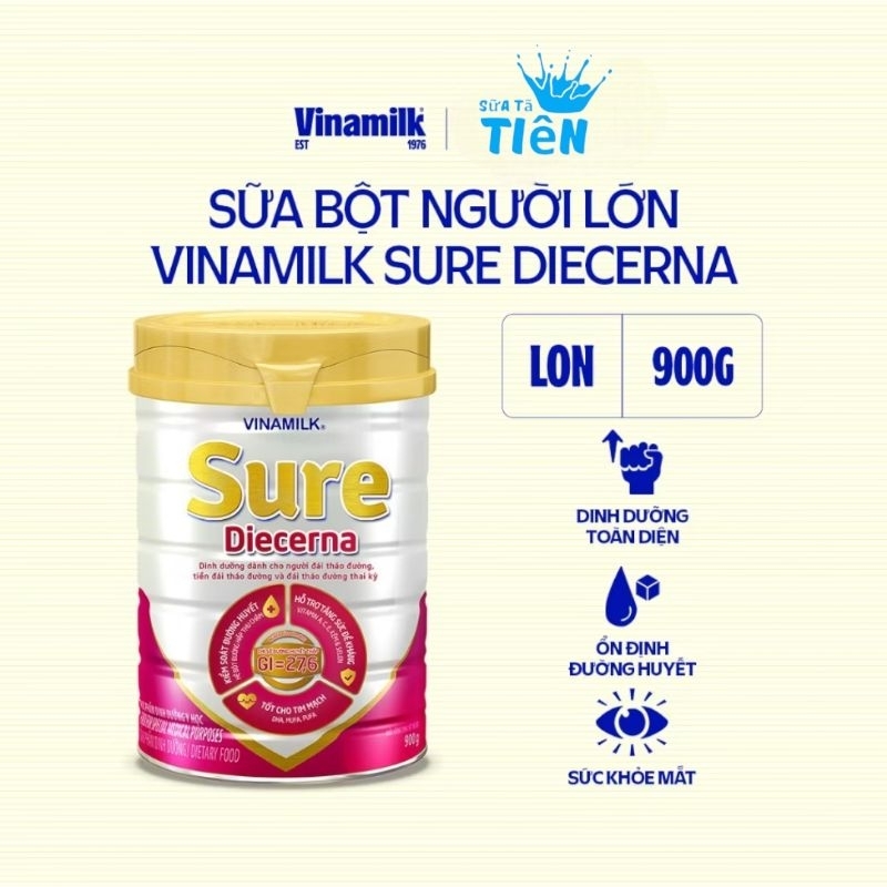 Sữa bột Vinamilk Sure Diecerna 900g (Hộp thiếc)