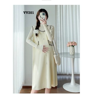 Set thu đông cho mẹ bầu gồm áo len gân cổ lọ và yếm len vải dày dặn giữ ấm mềm mịn xinh xắn VV201 