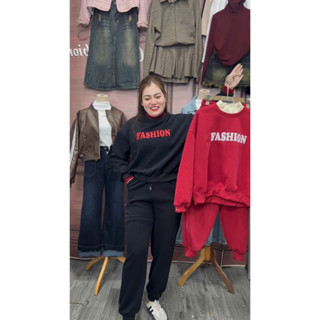 [BIGSIZE 85KG] Set Bộ Nỉ Nữ Cổ Phối Len Dài Tay Kèm Quần Dài Cạp Chun Bo Gấu Chữ Fashion Thể Thao Năng Động Trẻ Trung