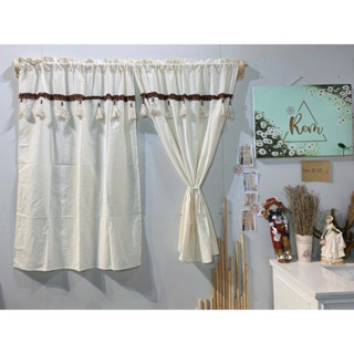 Rèm tua rua (SP688), Rèm treo cửa sổ vải thô mộc 100% cotton cao cấp phong cách Vintage