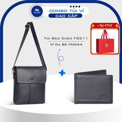 COMBO TÚI ĐEO CHÉO NAM ĐỰNG IPAD VÀ VÍ DA BÒ VN044