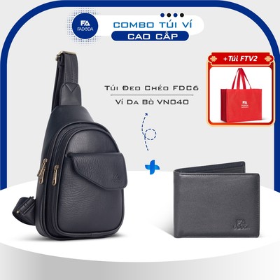 COMBO TÚI BAO TỬ NAM FDC6 VÀ VÍ DA BÒ VN040