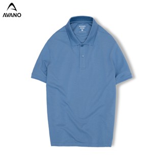 Áo thun có cổ nam vải Cotton mắt chim không bai xù thoáng mát màu xanh tím AVANO dáng Slimfit PL01