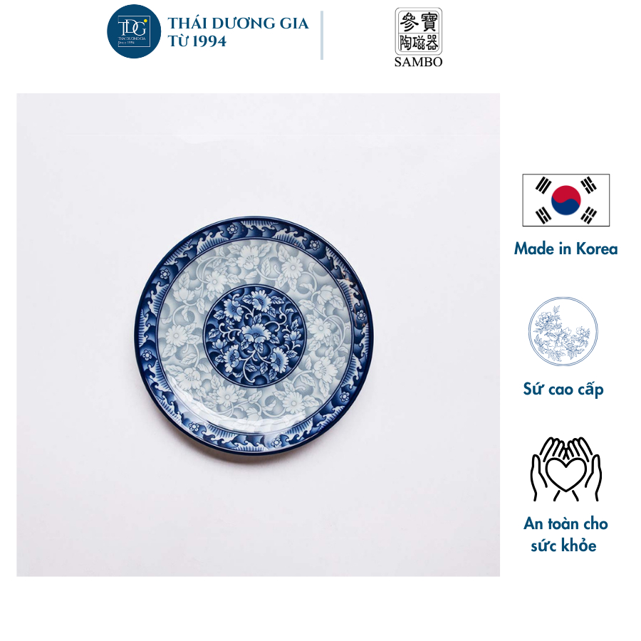 Đĩa ăn 16cm sứ hoa văn cao cấp Hàn Quốc Sambo MD-001