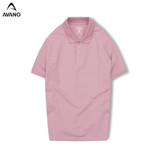 Áo thun có cổ nam vải Pique Cotton mắt chim thoáng mát không bai xù màu hồng AVANO dáng Slimfit PL01