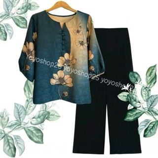 Bộ Đồ Trung Niên Cho Bà Cho Mẹ - Bộ chất lụa gấm sang trọng quần lụa mango thời thượng Yo Yo G02