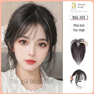 Phủ hói tóc thật lưới thoáng khí Bích Vân, tóc giả phủ hói che bạc lưới DS 4*6 cm