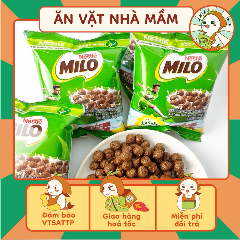 Combo Milo/ngũ cốc viên cacao Milo Thái Lan(gói 15g), l ngũ cốc ăn sáng cacao Milo Thái Lan tiện lợi