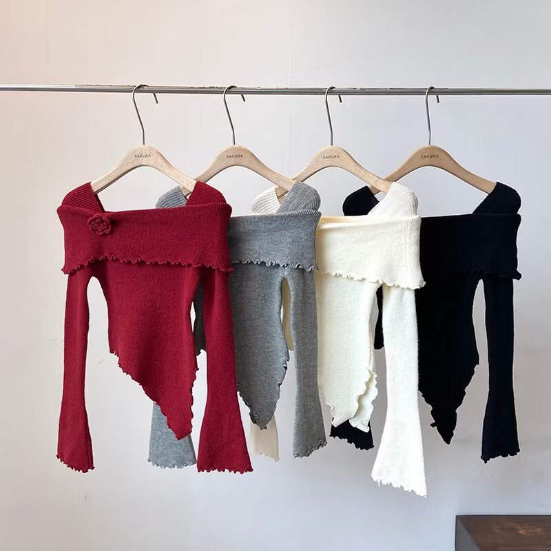 Áo Len tiểu thư trễ vai - Set váy áo outfit Tết du xuân A347 | BigBuy360 - bigbuy360.vn