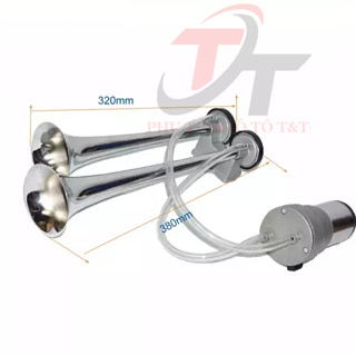 Còi điện sinh hơi ngân 2 loa chất âm siêu khủng. Cực chất. Còi sinh hơi cho xe không cần bình hơi