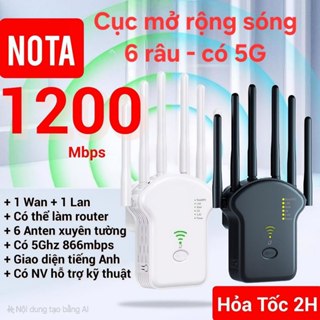 Kích wifi 6 râu 5G công suất 1200Mbps 2.4G 300Mbps Mở rộng sóng router phát wifi xuyên tường mạnh