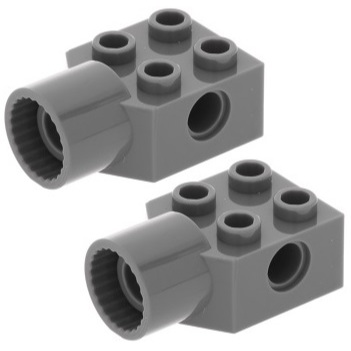 [2 Cái] Phụ Kiện LEGO Technic gạch 2x2 với lỗ chốt và khớp cắm ổ xoay, xám đậm 48169