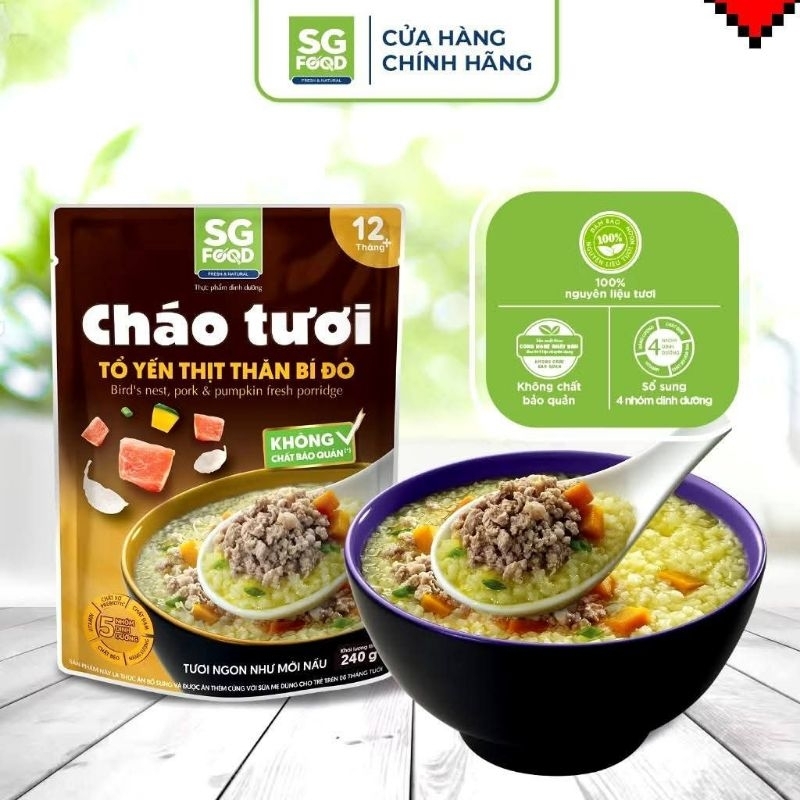 Cháo tươi Thịt thăn bằm Bí đỏ SGF
