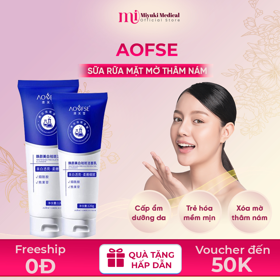 Sữa Rửa Mặt Trắng Da Mờ Nám AOFSE - Sữa Rửa Mặt AOFSE Cấp Ẩm, Dưỡng Sáng, Hỗ Trợ Mờ Các Đốm Nám Tàn Nhang, Đồi Mồi