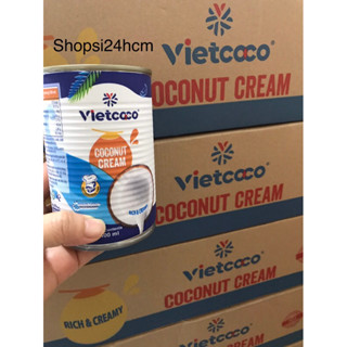Thùng 24 Lon Cốt Dừa Tươi Nguyên Chất VIETCOCO Coconut Gream Lon 400ml