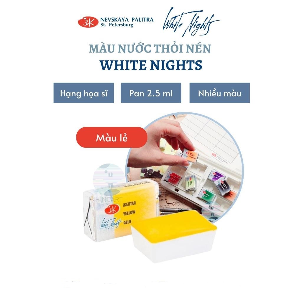 Màu nước thỏi nén 2.5ml White Nights nhiều màu (màu lẻ)