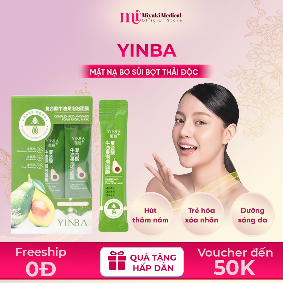 Mask Sủi Bọt Bơ Thải Độc YINBA - Mặt Nạ Bơ YINBA Thải Độc Trắng Da, Sach Lỗ Chân Lông, Trẻ Hóa Da
