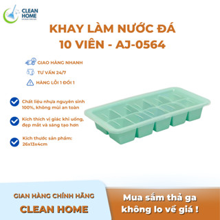 Khay Nhựa Làm Đá Vuông 10 Viên Có Nắp - Nhập Khẩu Hàn Quốc Hole KT: 26x13.5cm - Tiện Lợi - Dễ Dàng