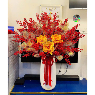Bình hoa composite, decor, trang trí , bình cắm đào đông (ib chốt màu) B18