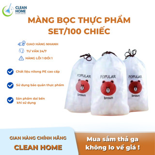 Màng Bọc Thực Phẩm Co Giãn Tiện Lợi Dễ Sử Dụng Có Túi Đựng Hình Gấu (Set 100 Chiếc)