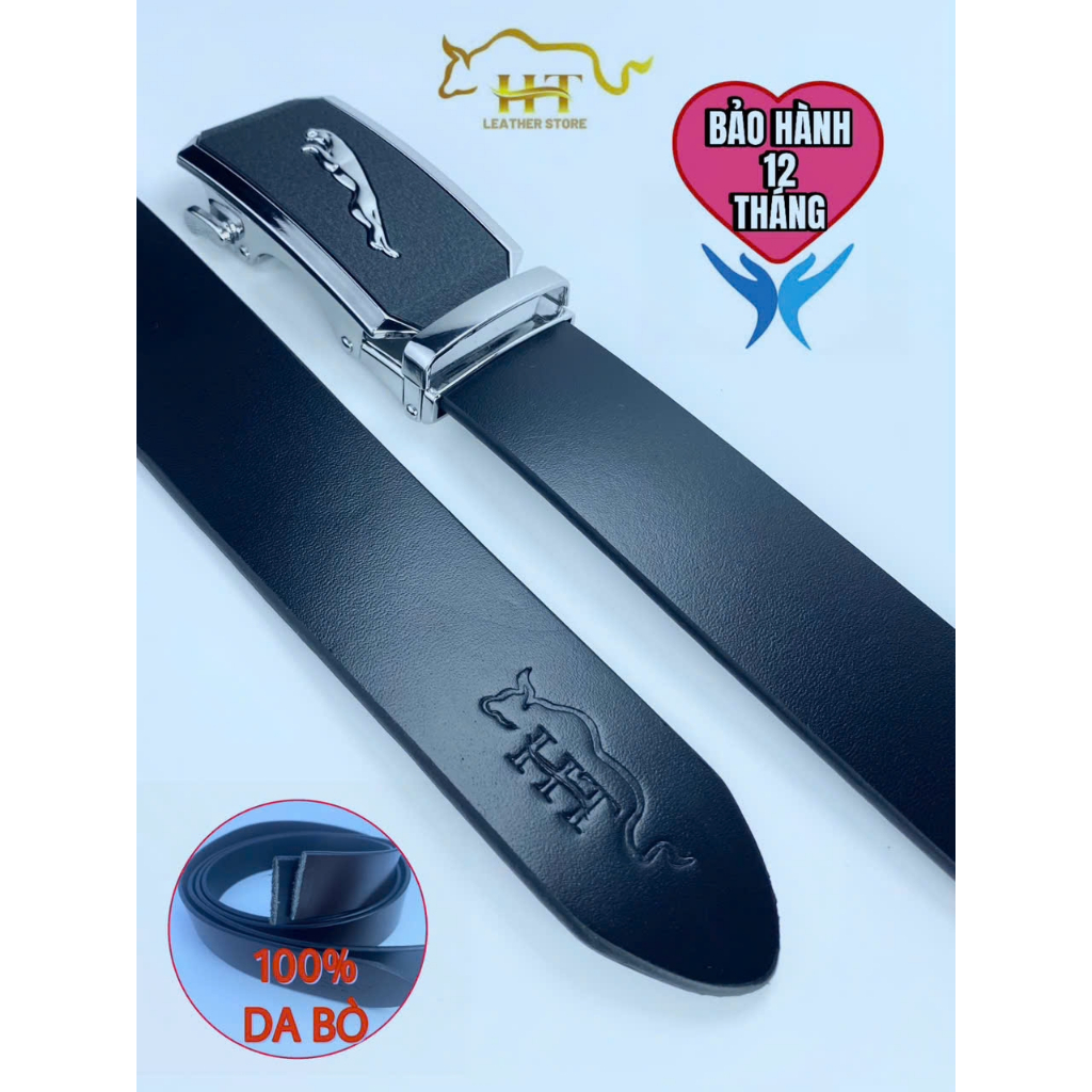 Thắt lưng nam HT LEATHER STORE – HT09 dây nịt nam da bò cao cấp, mặt khóa tự động không rỉ.