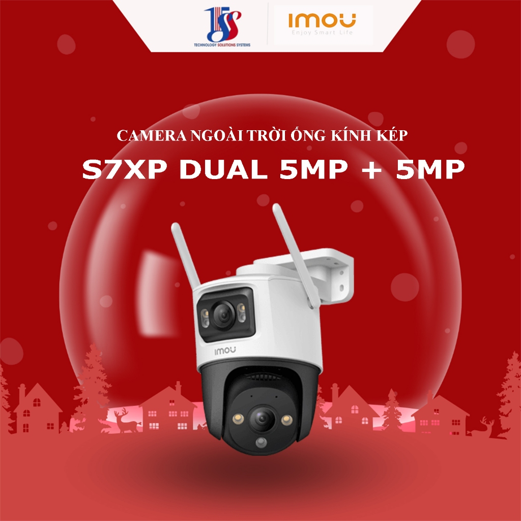Camera wifi, Camera IMOU ngoài trời CRUISER Dual S7XP-10M0WED 2 mắt 5MP+5MP, màu đêm, xoay 360 độ, đ
