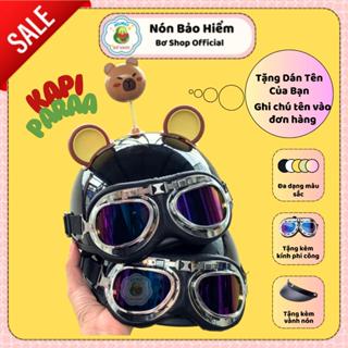  GHI CHÚ TÊN  Nón Bảo Hiểm Nửa Đầu Kính Phi Công Kèm Tai Chuột Mickey 2 Màu Và Hoa Kapipara Cute Bơ Shop Mũ Bảo Hiểm 
