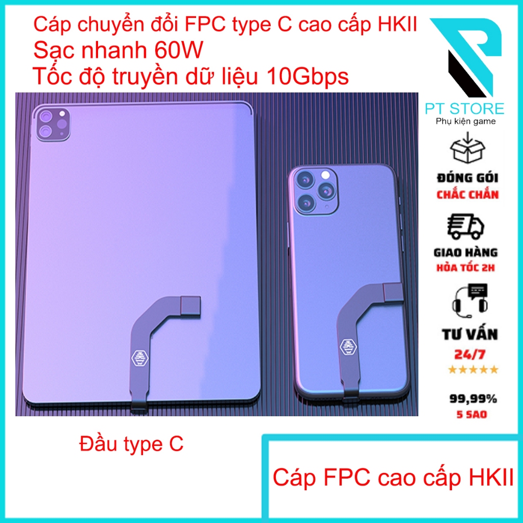 Cáp FPC nối dài đầu type C sử dụng cho Ipad và điện thoại - Sạc nhanh tối đa 60W - Tốc độ lên tới 10Gbps -Chất lượng cao