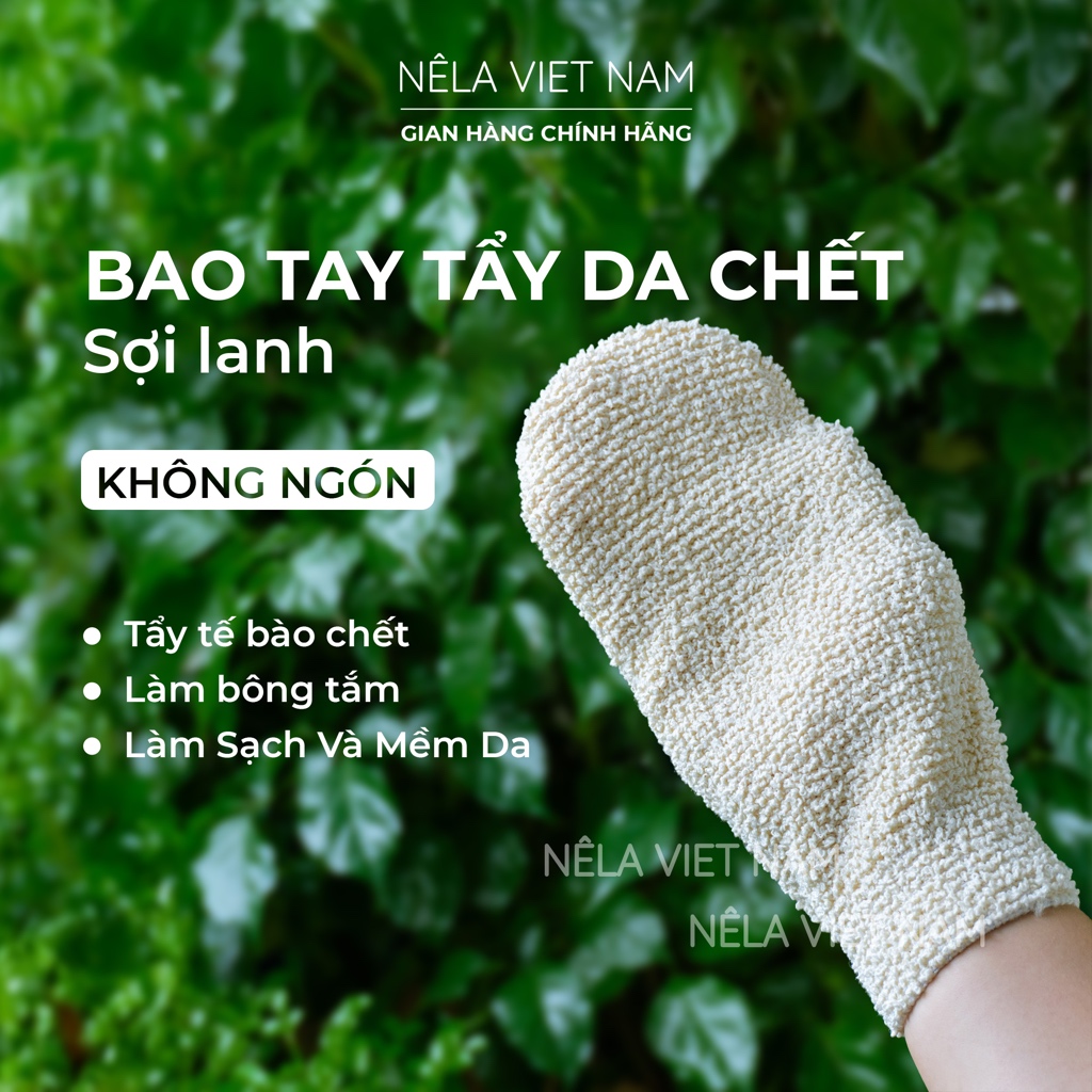 Găng Tay Tẩy Tế Bào Chết Nếp Làng Việt Nam Bao Tay Tắm Body Kì Ghét Sợi Lanh Thiên Nhiên An Toàn