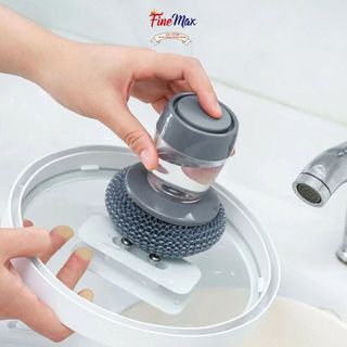 Dụng cụ cọ rửa xoong nồi có bình đựng xà phòng tiện lợi an toàn cho da tay