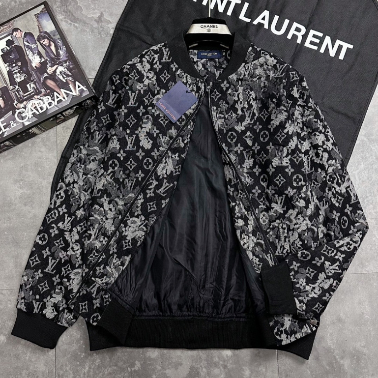  Áo khoác lv loang xám đen áo bomber mẫu hot hai lớp ấm áp cho mùa thu đông 