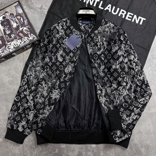 Áo khoác lv loang xám đen, áo bomber mẫu hot hai lớp ấm áp cho mùa thu đông