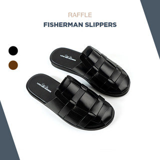 Dép Da Nam Raffini Fisherman Slippers - Black Da Bò Cao Cấp Đế Đúc Cao Su Bảo Hành 1 Năm