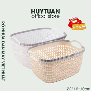 Rổ nhựa giả đan mây (COMBO 3) có quai cầm cỡ nhỏ Việt Nhật 3377-1