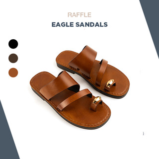 Dép Da Nam Xỏ Ngón Raffini Eagle Sandal Brown Đệm Lót Da Bò Thật Bảo Hành 1 Năm