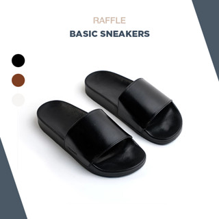 Dép Da Nam Raffini Basic Slippers- Black Da Bò Thật Đế Cao Su Chống Trơn Trượt