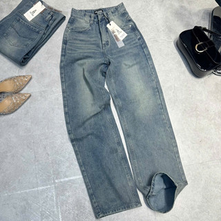 THE QUẠO - Quần Jeans Nữ Lưng Cao Ống Suông Dáng Thêu Túi R0910_R534