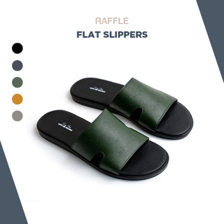 Dép Da Nam Raffini Flat Slippers -  Green Thiết Kế Cá Tính, Độc Đáo Bảo Hành Da 1 Năm