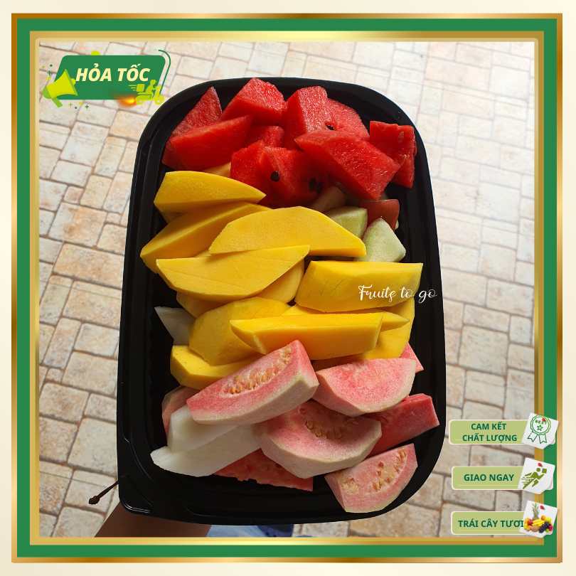 Hộp trái cây tươi 5 loại nhiệt đới cắt sẵn ăn ngay giao Hỏa tốc HCM Fruits to go