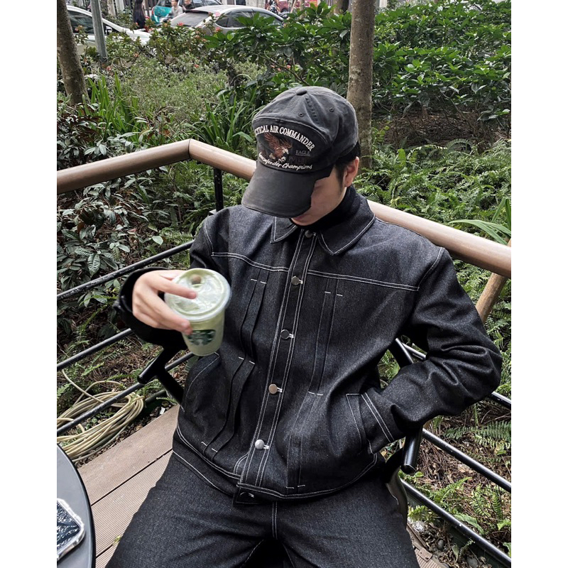 [ nhận hàng trước tết ]  Áo/ quần raw denim - raw black denim set