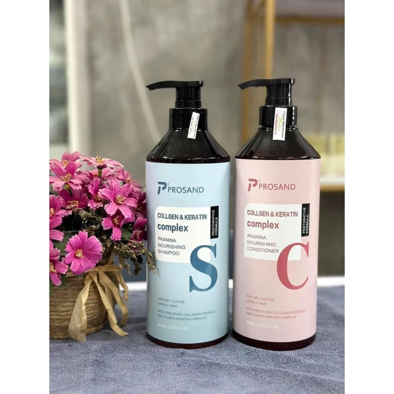 Dầu gội dầu xả Prosand Colagen &Keratin Complex sạch sâu, kiềm dầu, phục hồi năng tóc 800ml ( Chính 