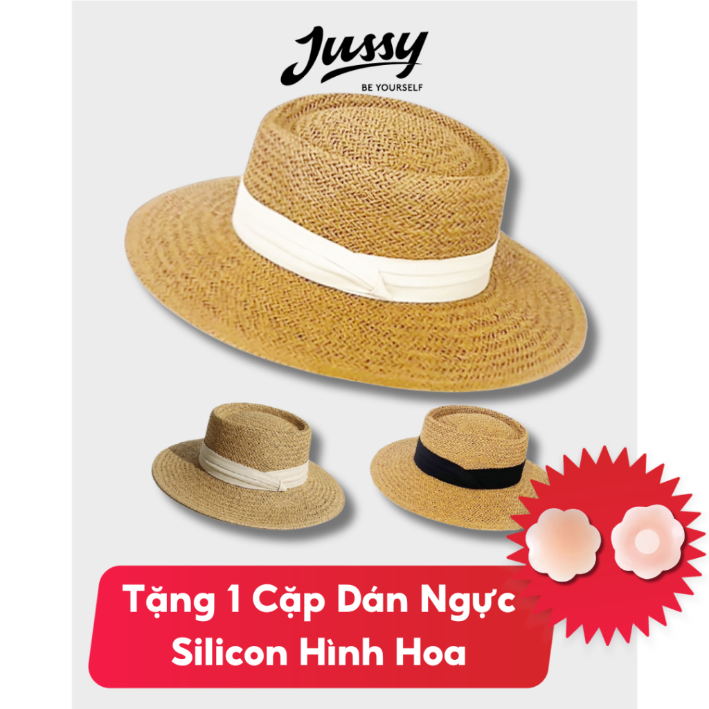 Mũ Cói Gaucho Rộng Vành 6cm Chất Cói Đan Jussy Official Form Đẹp Nhiều Màu Nơ Sang Chảnh Đóng Hộp To Giữ Form